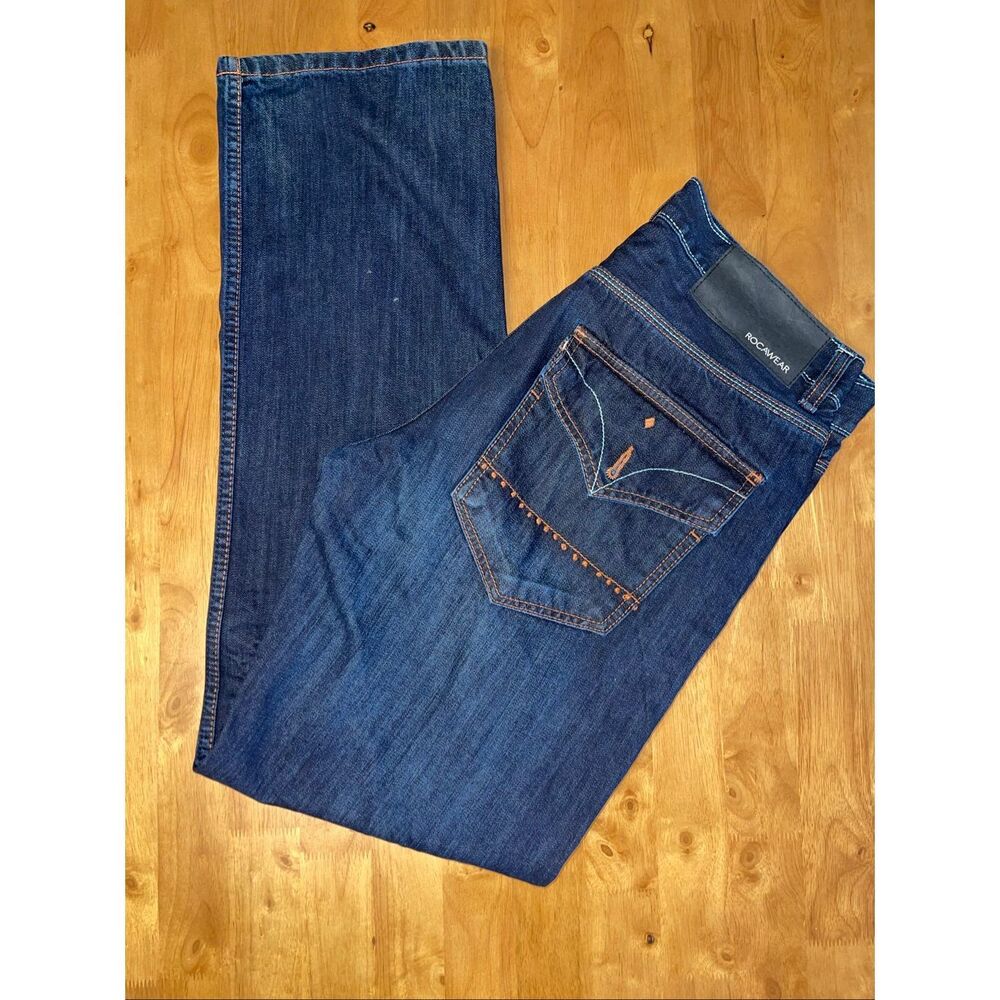 Rocawear Jeans Mens 34x34 Blue Classic Fit Straight Leg Denim‎ Hip Hop Y2K